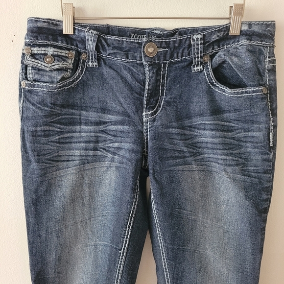 ZCO Y2K Low‎ Rise Bootcut Rinestone Blue Jeans Juniors Size 7/8 - Picture 5 of 14